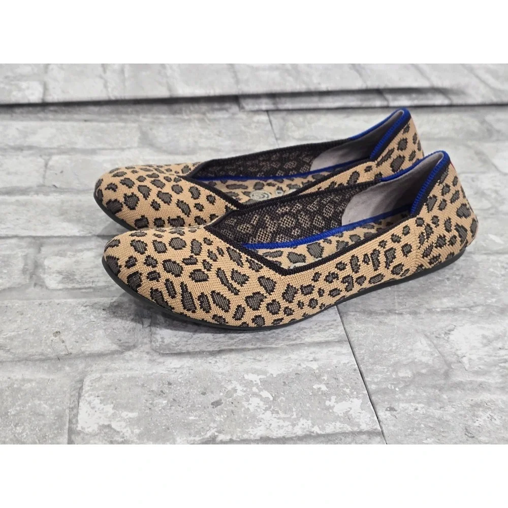 Rothy's The Flat Round Toe Ballet Flats Size 7 Leopard Cheetah Animal Print